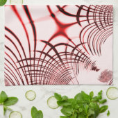 明るい背景に交差する赤い曲線のトレース キッチンタオル (折り畳み)