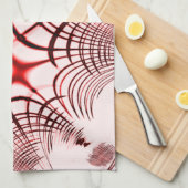 明るい背景に交差する赤い曲線のトレース キッチンタオル (四つ折り)