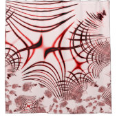 明るい背景に交差する赤い曲線のトレース シャワーカーテン (正面)