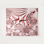 明るい背景に交差する赤い曲線のトレース タペストリー (正面(横))