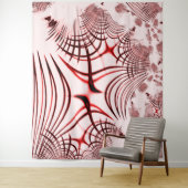明るい背景に交差する赤い曲線のトレース タペストリー (インサイチュ)