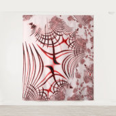 明るい背景に交差する赤い曲線のトレース タペストリー (正面)