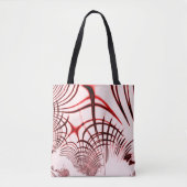 明るい背景に交差する赤い曲線のトレース トートバッグ (正面)