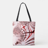 明るい背景に交差する赤い曲線のトレース トートバッグ (裏面)