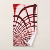 明るい背景に交差する赤い曲線のトレース バスタオルセット (ハンドタオル)