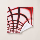 明るい背景に交差する赤い曲線のトレース バスタオルセット (ウォッシュタオル)