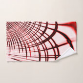 明るい背景に交差する赤い曲線のトレース バスタオルセット (ハンドタオル)