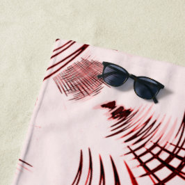 明るい背景に交差する赤い曲線のトレース ビーチタオル