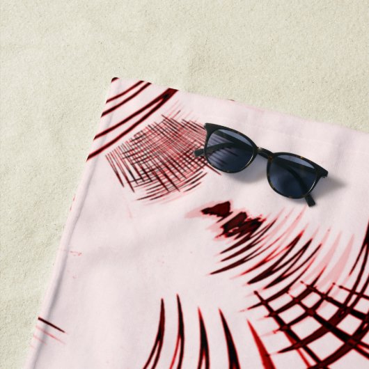 明るい背景に交差する赤い曲線のトレース ビーチタオル (インサイチュ)