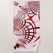 明るい背景に交差する赤い曲線のトレース ビーチタオル (正面)