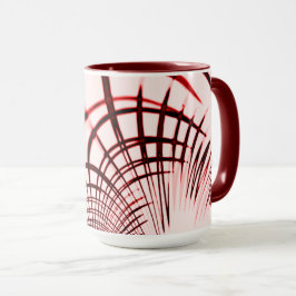 明るい背景に交差する赤い曲線のトレース マグカップ
