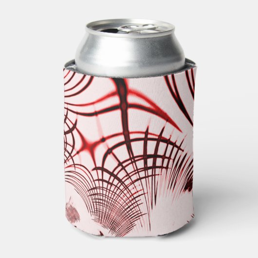明るい背景に交差する赤い曲線のトレース 缶クーラー (缶正面)