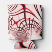 明るい背景に交差する赤い曲線のトレース 缶クーラー (裏面)