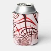 明るい背景に交差する赤い曲線のトレース 缶クーラー (缶裏面)