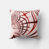 明るい背景に交差する赤と茶色のカーブ クッション (裏面)