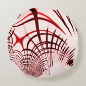 明るい背景に交差する赤と茶色のカーブ ラウンドクッション (正面)