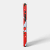 明るい背景のいちごのサマーパターン iPhoneケース (左側面)