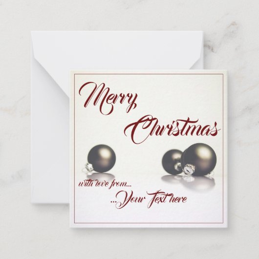 明るい背景の前の3つのクリスマスボール ノートカード (正面)