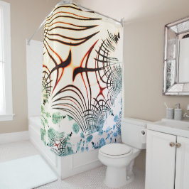 明るい背景の色の交差線 シャワーカーテン