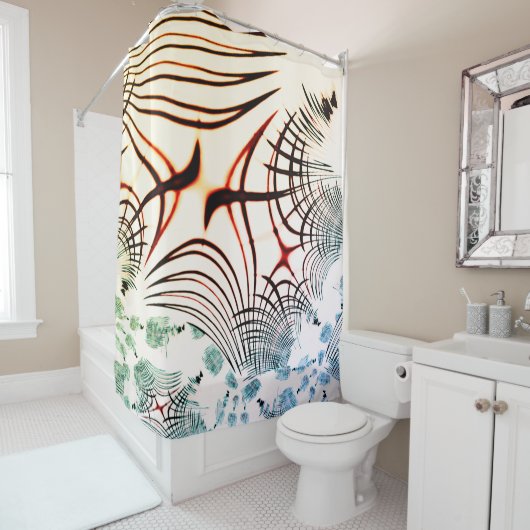 明るい背景の色の交差線 シャワーカーテン (インサイチュ)