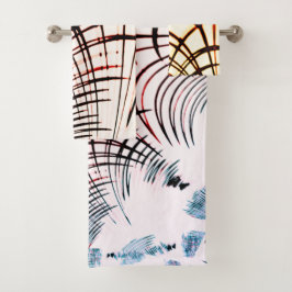 明るい背景の色の交差線 バスタオルセット