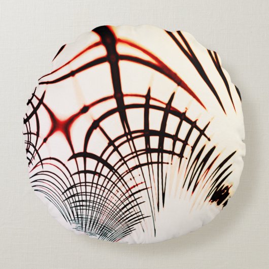 明るい背景の色の交差線 ラウンドクッション (正面)