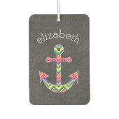 明るい航海のシェブロン模様のいかり カーエアーフレッシュナー (正面)