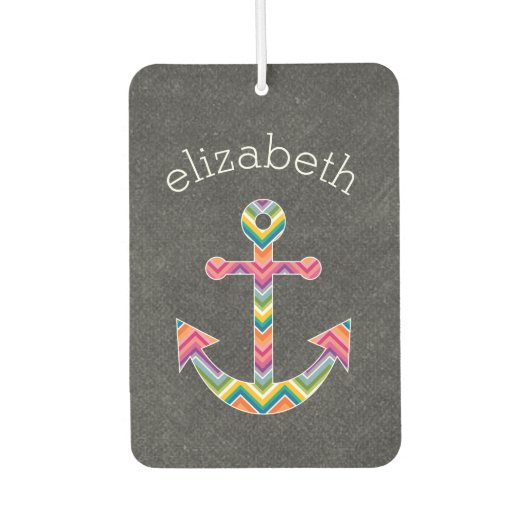 明るい航海のシェブロン模様のいかり カーエアーフレッシュナー (正面)