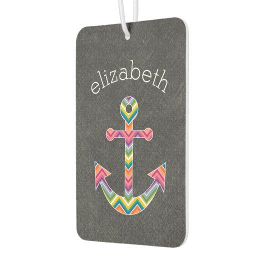 明るい航海のシェブロン模様のいかり カーエアーフレッシュナー (左)