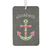 明るい航海のシェブロン模様のいかり カーエアーフレッシュナー (裏面)