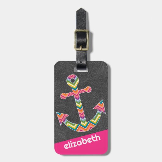 明るい航海の山形のいかりの黒板 ラゲッジタグ (正面縦)