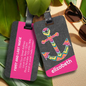 明るい航海の山形のいかりの黒板 ラゲッジタグ