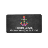 明るい航海の山形のいかりの黒板 ラベル (正面)