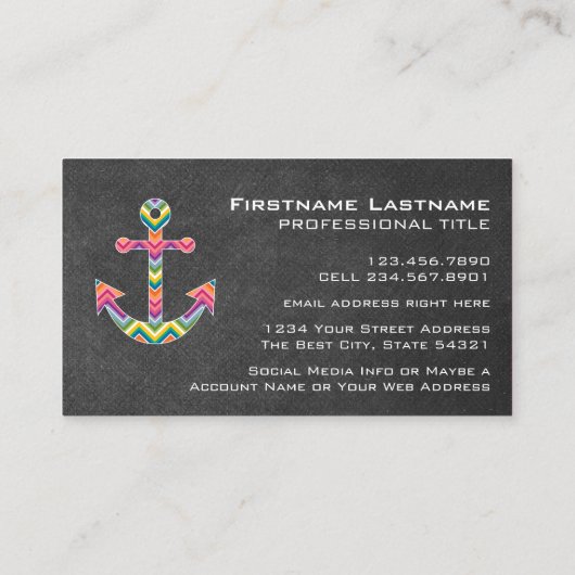 明るい航海の山形のいかりの黒板 名刺 (裏面)