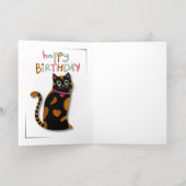 明るい色かわいい猫誕生日カード 箔グリーティングカード (内側レイダウン)