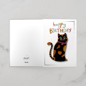 明るい色かわいい猫誕生日カード 箔グリーティングカード (外側レイダウン)