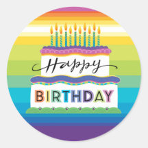 明るい色のお誕生日ケーキとキャンドル