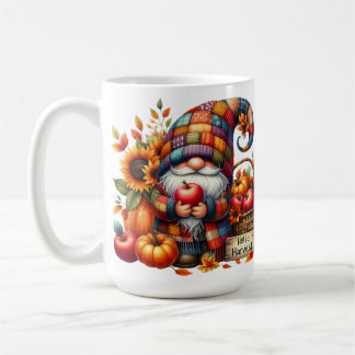 明るい色のかわいいパッチワーク秋格言 コーヒーマグカップ
