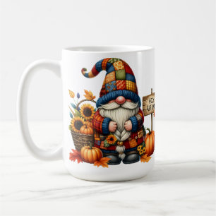明るい色のかわいいパッチワーク秋格言 コーヒーマグカップ