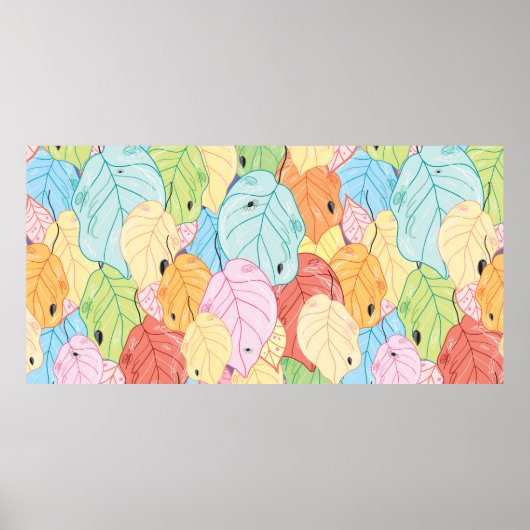 明るい色ののテクスチ葉ャ ポスター (正面)