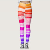 明るい色のはっきりしたみすぼらストライプしたシックなニット レギンス (正面)