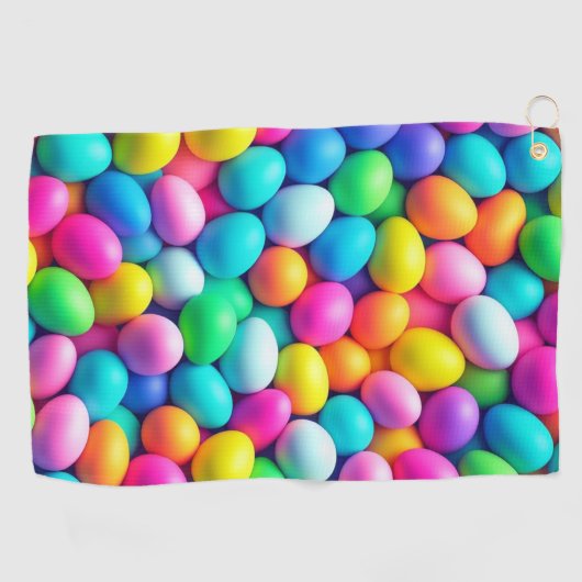 明るい色のイースターエッグ/春 ゴルフタオル (横)