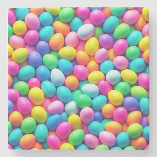 明るい色のイースターエッグ/春 ストーンコースター (正面)