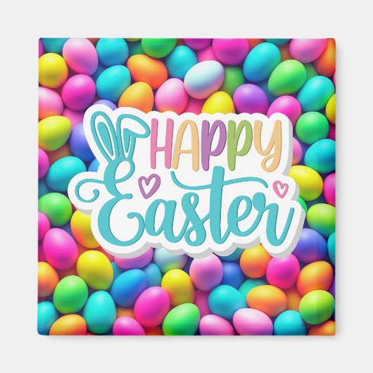 明るい色のイースターエッグ/春 マグネット (正面)