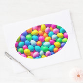 明るい色のイースターエッグ/春 楕円形シール (封筒)