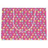 明るい色のイースターバニーの前足のピンク ラージペーパーバッグ (正面)