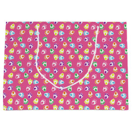 明るい色のイースターバニーの前足のピンク ラージペーパーバッグ