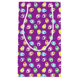 明るい色のイースターバニーの前足を持つ紫 スモールペーパーバッグ