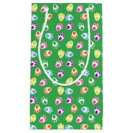 明るい色のイースターバニーの前足を持つ緑 スモールペーパーバッグ