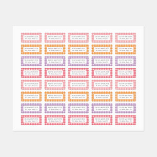 明るい色のギンガムプレイド小学校 ラベル